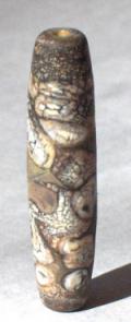 handmade glass lampwork bead, organic taupe etched bicone
